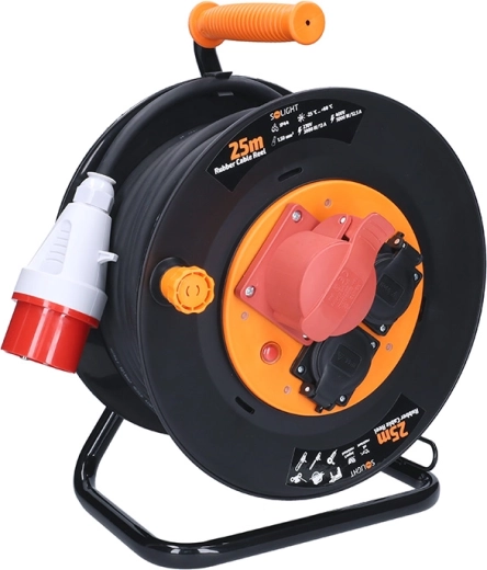 Solight verlengsnoer op haspel 25 m, 400 V + 230 V, IP44