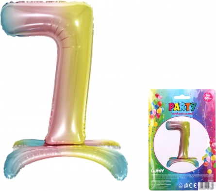 Folieballon cijfer 7 regenboog 80 cm