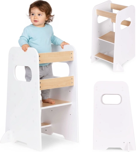 Montessori Küchenhelfer für Kinder ECOTOYS, verstellbarer Lernturm