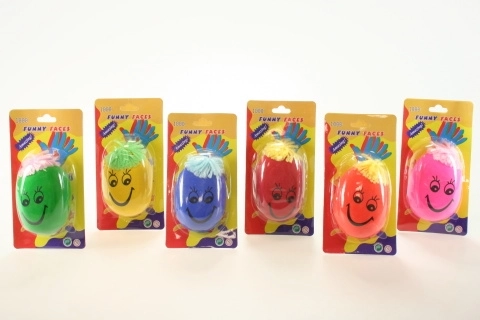 Anti-stressbal met gezichtje en haartjes 8 × 5 cm