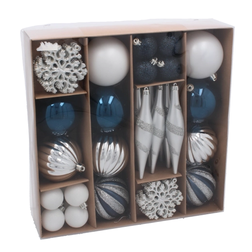 Harmonious palette of navy blue and silver