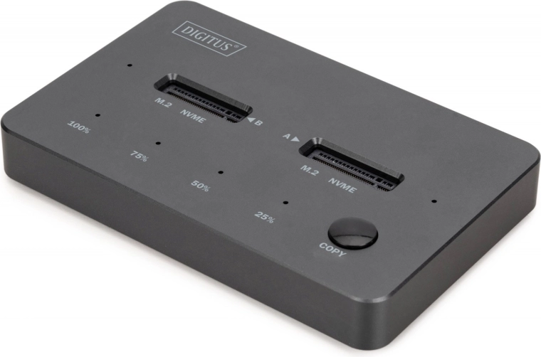 Digitus-Dockingstation für M.2 NVMe SSDs mit Offline-Klonfunktion, USB‑C 3.2 Gen 2 10 Gbit/s, schwarz
