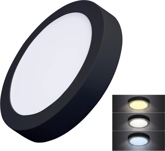 Solight opbouw LED mini paneel CCT 18 W, rond, zwart
