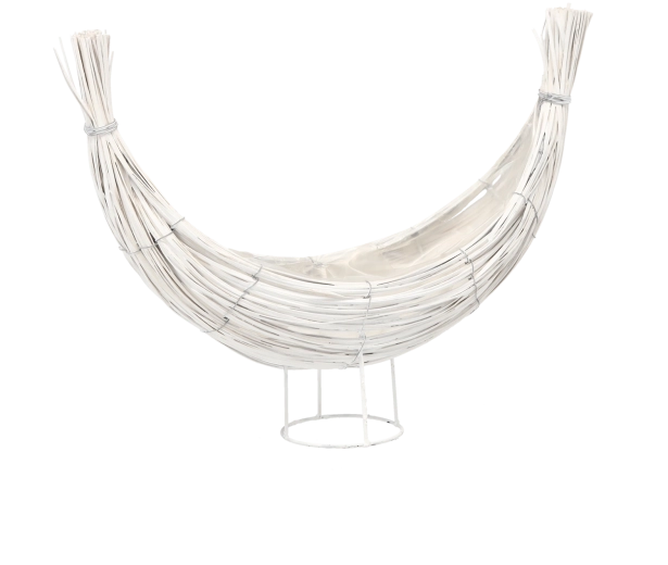 Cache-pot en osier blanc en forme de croissant 37 × 18 × 35 cm