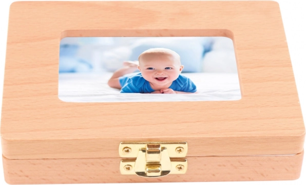 Bino Holz-Zahnbox aus Massivholz mit Bilderrahmen
