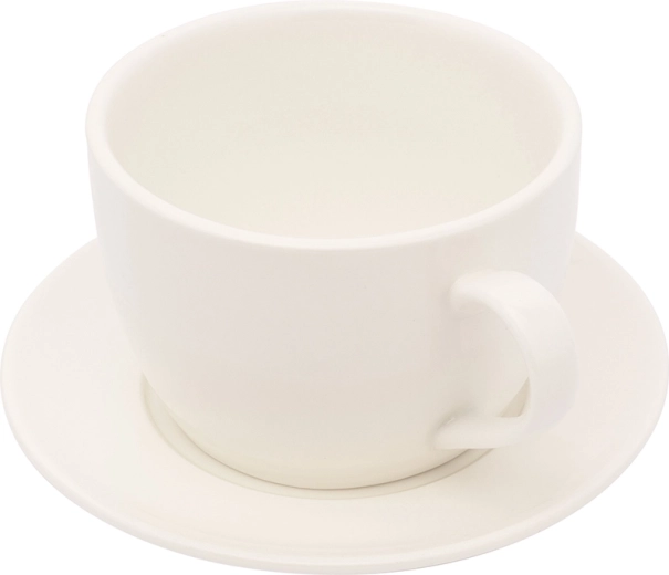 Porcelain cup with saucer for comfortable serving