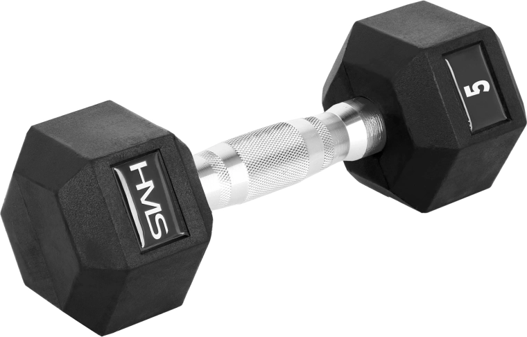 HMS rubber-coated hex dumbbell HEX PRO 5 kg