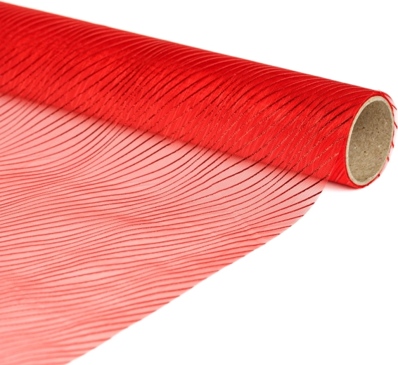 Red striped organza table runner 180 × 28 cm