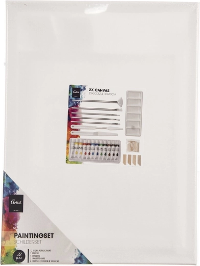 Creatieve schilderset voor canvas (verf en penselen)