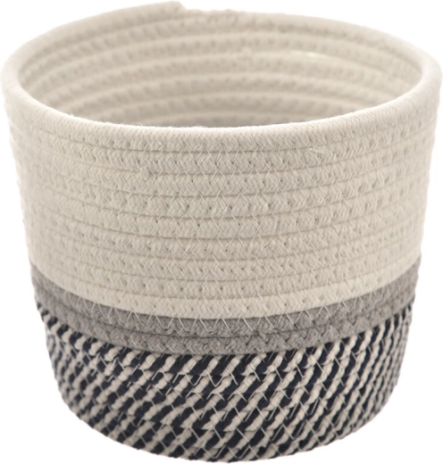 Petit panier de rangement en coton blanc-bleu 18 × 18 × 14 cm