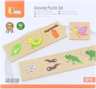 Wachsende Holzpuzzles Tiere und Pflanzen VIGA