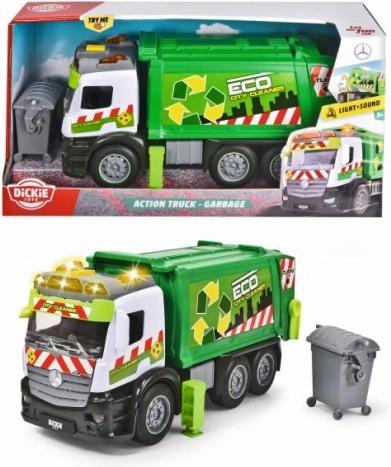 Mercedes Garbage Truck with Light and Sound, 26 cm