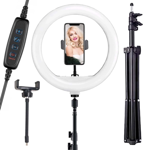 Ronde LED-lamp Renew Force 30 cm 80 W met statief 220 cm, telefoonhouder en afstandsbediening