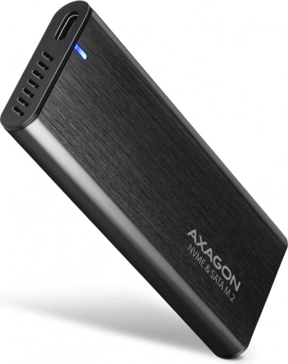 Externe aluminium schroefloze AXAGON-behuizing met USB‑C 3.2 Gen 2 voor M.2 NVMe / SATA SSD
