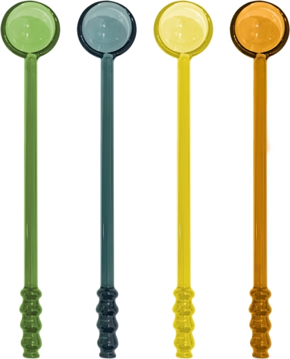 Set kleurrijke lepels van borosilicaatglas - 4 stuks
