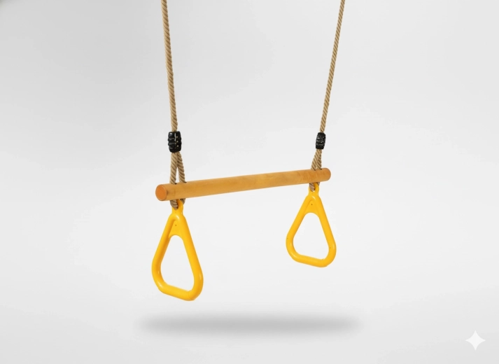 Holz-Trapezschaukel für Kinder mit dreieckigen Griffen 3,5 × 40 × 110 cm