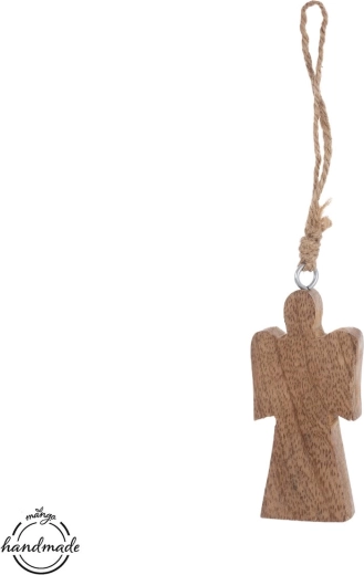 Orion hanging wooden angel made of mango wood - 1 piece