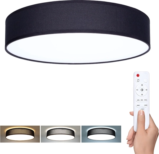 Solight LED-Decken- und Wandleuchte Penley mit Fernbedienung, 48 W, 47 cm, schwarz