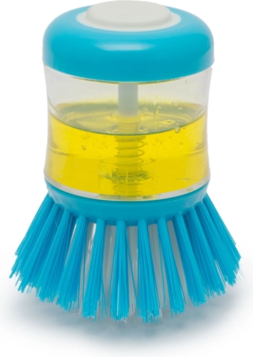 Afwasborstel met afwasmiddeldispenser – blauw
