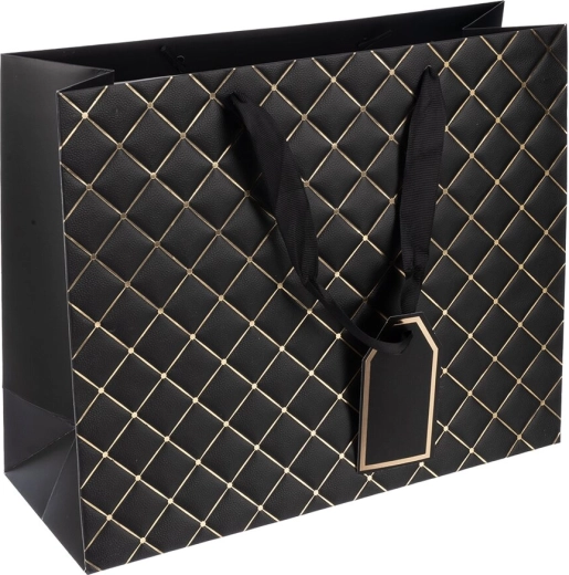 Sac cadeau en papier Quilt noir 32 × 12 × 26 cm