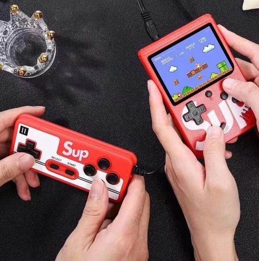 Mini draagbare SUP-console met 400 games – rood (voor twee spelers)