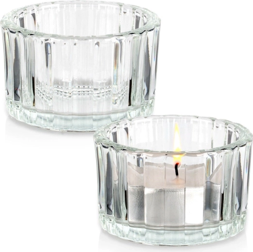 Photophores en verre pour bougies chauffe-plat 5,7 cm, lot de 2 pièces