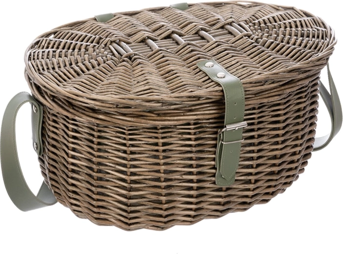 Picknick-Weidenkorb mit Deckel Verde mit Textilfutter