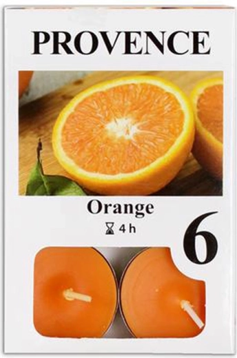 Tea lights orange scent, 6 pcs