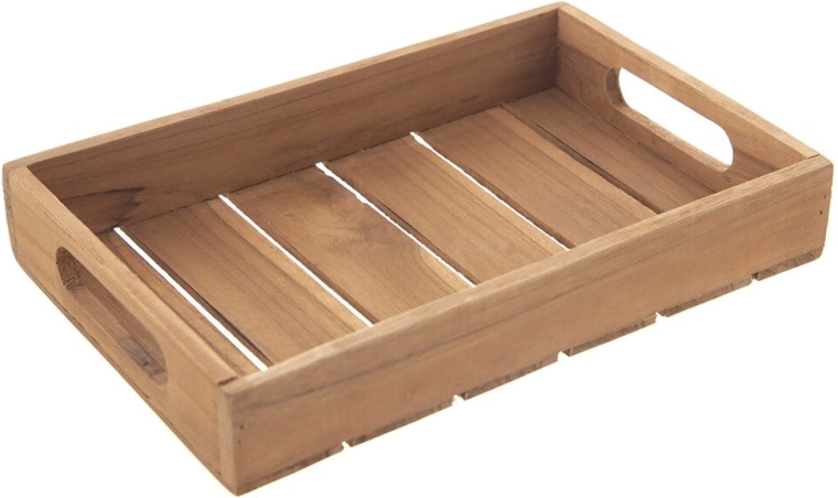 Serviertablett aus Teakholz 26 × 18 cm