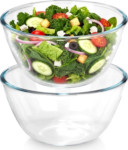 Glasschüsseln für Salat 17 cm, 1 l – Set mit 2 Stück