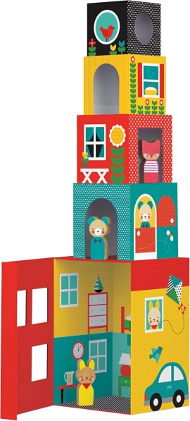 Stacking Tower Houses with Figurines by Petit Collage