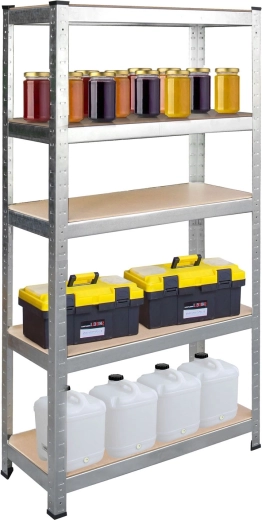 Five sturdy shelves with high load capacity
