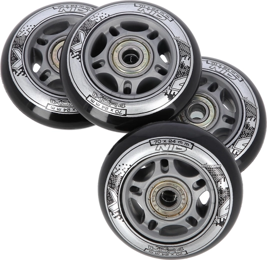 Set de roues noires 70 × 24 mm avec roulements ABEC 9 NILS EXTREME