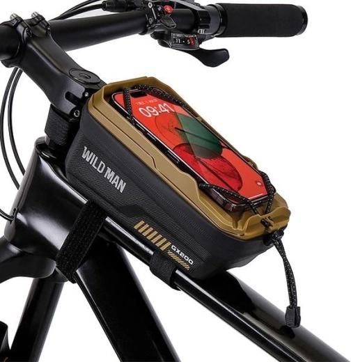 Frametas voor fiets WILD MAN met telefoonhouder, zandkleur
