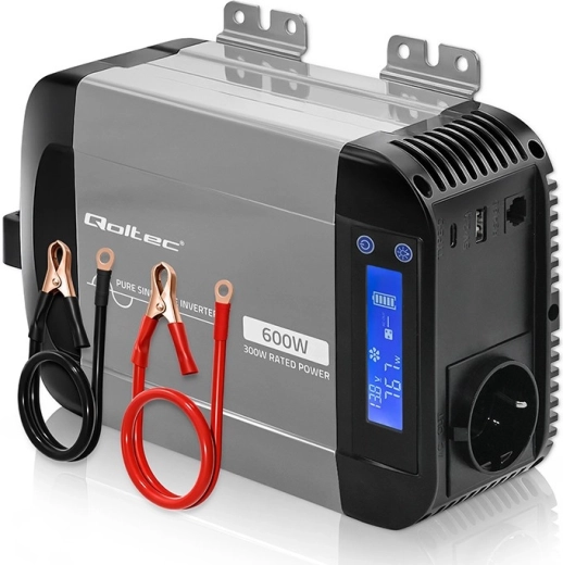 Qoltec pure sine wave voltage inverter 12 V to 230 V 300/600 W