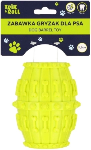 Interactive chew toy for dogs with treat compartment, lime green