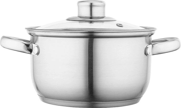 Edelstahltopf Altom Design Fabio mit Glasdeckel, 16 cm, 1,9 l