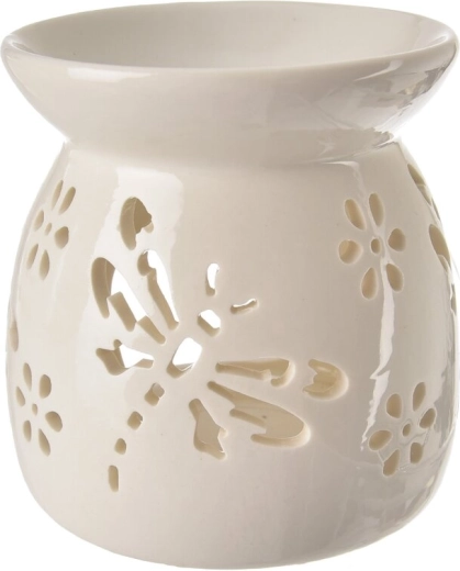White ceramic aroma lamp with a dragonfly motif