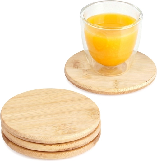 Bamboe onderzetters 9,5 cm, set van 4 stuks