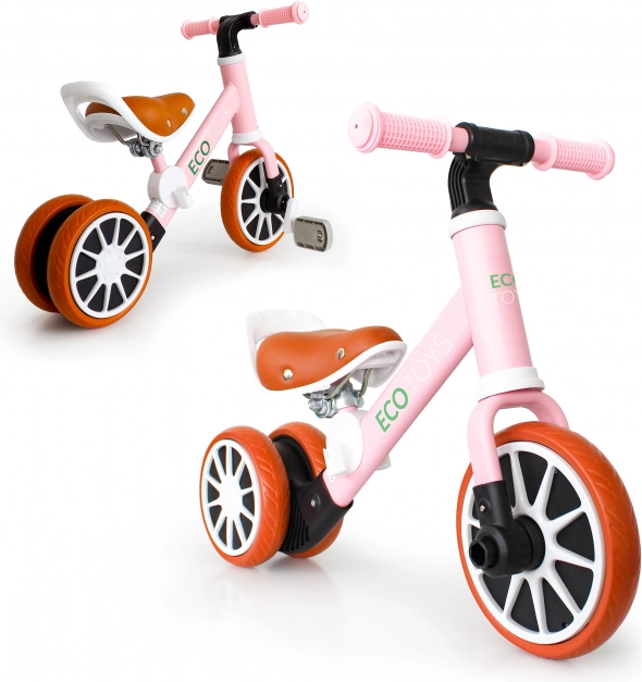 Balance Push Bike 2-in-1 with Pedals Pink ECO TOYS