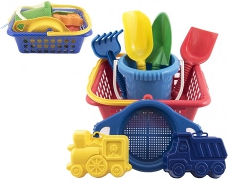 Children's sand set with basket, bucket and sand molds
