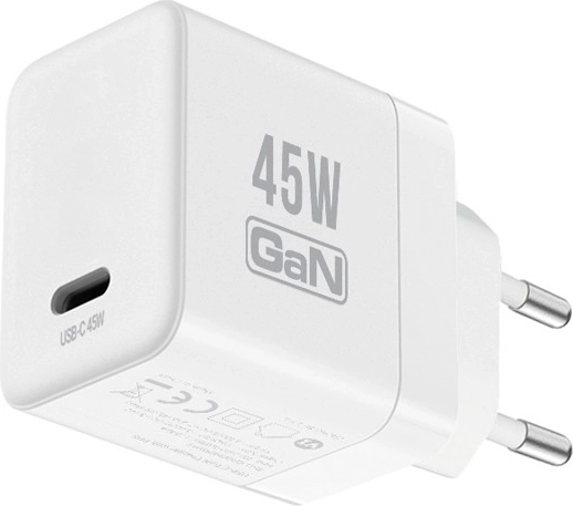 Crong Ultra Compact GaN chargeur secteur USB‑C 45 W PD 3.0 avec PPS blanc