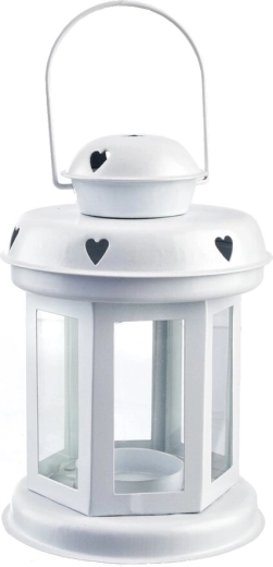 White metal heart-shaped lantern
