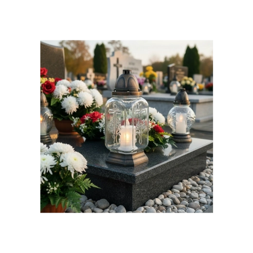 Geeignet als Einsatz für eine Friedhofslaterne