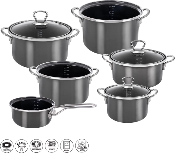 Metalic Lem enamel cookware set, 9 pieces