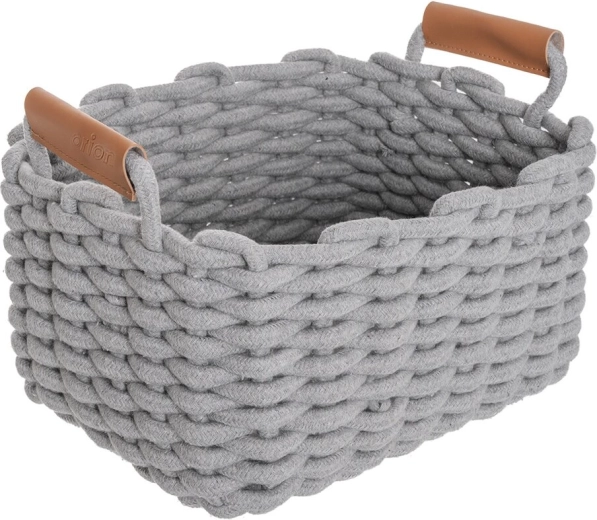 Panier de rangement en coton Skandi gris 30 × 23 × 20,5 cm