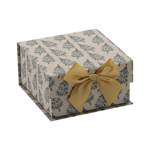 Festliche Geschenkbox mit goldener Schleife