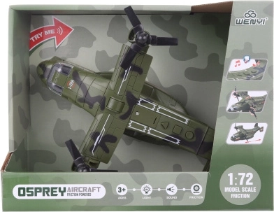 Battery-powered military airplane with lights and sounds