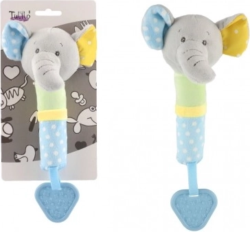Plush Elephant with Squeaker and Teether 23 cm