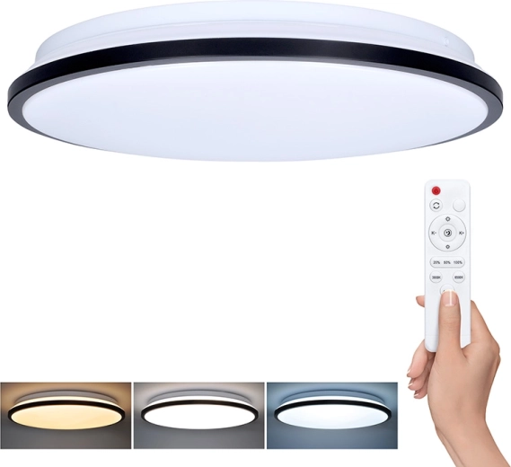 Solight LED plafond- en wandlamp Jamil met afstandsbediening, 48 W, 3360 lm, 40 cm, CCT, dimbaar